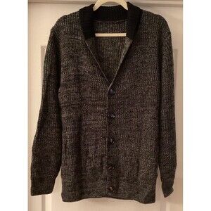 Roll Collar 5 Button Up Men’s Charcoal Cardigan Size M See Measurements